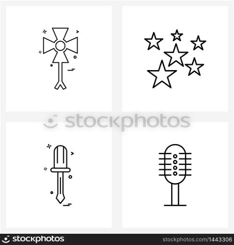UI Set of 4 Basic Line Icons of fan, bolts, Christmas, winter, tool Vector Illustration