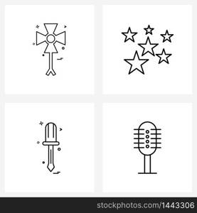 UI Set of 4 Basic Line Icons of fan, bolts, Christmas, winter, tool Vector Illustration