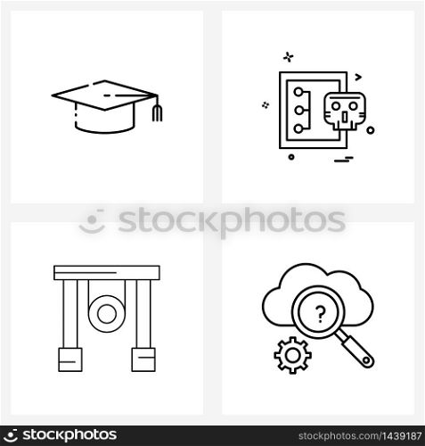 UI Set of 4 Basic Line Icons of graduation cap, china, cyber security, share, Chinese new year Vector Illustration