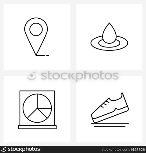 UI Set of 4 Basic Line Icons of location, question, drip, water, diet Vector Illustration
