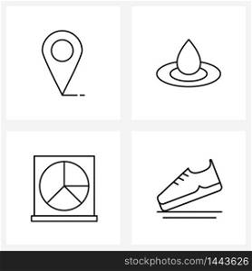 UI Set of 4 Basic Line Icons of location, question, drip, water, diet Vector Illustration