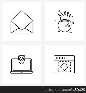UI Set of 4 Basic Line Icons of massage, crown, bowling, bowling, computer Vector Illustration