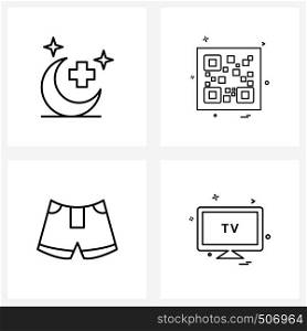 UI Set of 4 Basic Line Icons of medical, underpants, hospital, game, TV Vector Illustration