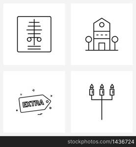 UI Set of 4 Basic Line Icons of radiology; sale; act ray; hotel; sale tag Vector Illustration