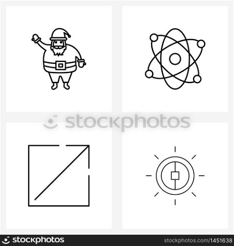 UI Set of 4 Basic Line Icons of Santa clause, link, winters, science, share Vector Illustration