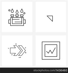 UI Set of 4 Basic Line Icons of sprinkler, right, arrow, arrow, mobile Vector Illustration