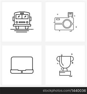UI Set of 4 Basic Line Icons of van, device, camera, camera click, shield Vector Illustration