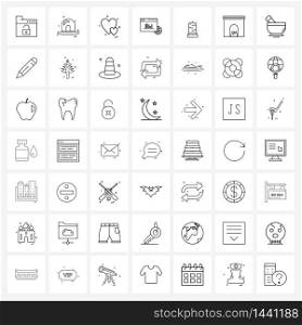 UI Set of 49 Basic Line Icons of Halloween, computer, siren, internet, romantic Vector Illustration