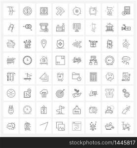 UI Set of 64 Basic Line Icons of arrow, out, protection technology, storage device, cd Vector Illustration