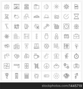 UI Set of 64 Basic Line Icons of bang, minutes, sports, hour, clock Vector Illustration