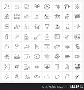UI Set of 64 Basic Line Icons of dp, profile, pencil, hospital, pills Vector Illustration