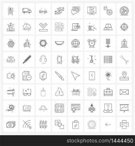 UI Set of 64 Basic Line Icons of linked, money, sun glasses, dollar, bubble Vector Illustration