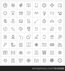 UI Set of 64 Basic Line Icons of loading, phone, business, mobile, tools Vector Illustration
