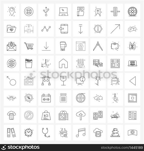 UI Set of 64 Basic Line Icons of messages, like message, usb, shop, laptop Vector Illustration