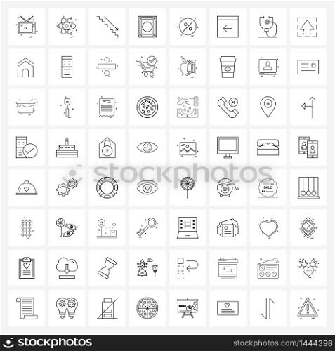 UI Set of 64 Basic Line Icons of rate, button, business, percentage, disk Vector Illustration