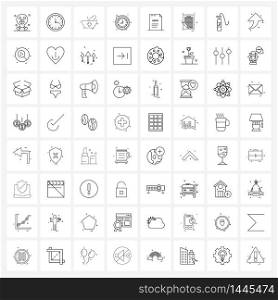 UI Set of 64 Basic Line Icons of regulation, checklist, medical, clock, timer Vector Illustration