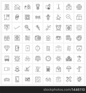 UI Set of 64 Basic Line Icons of setting, map pointer, digital, map, award Vector Illustration