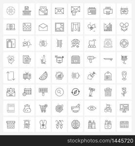 UI Set of 64 Basic Line Icons of valentine, love, papers, chat, valentine Vector Illustration