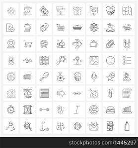UI Set of 64 Basic Line Icons of wash, roller, medical, paint, design Vector Illustration