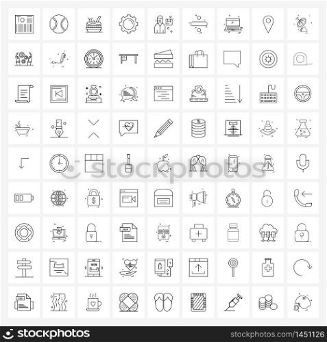 UI Set of 81 Basic Line Icons of box, support, bakery, food, setting Vector Illustration