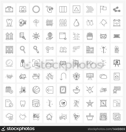 UI Set of 81 Basic Line Icons of cube, document, finger ring, website, laptop Vector Illustration