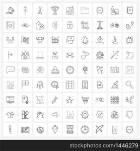 UI Set of 81 Basic Line Icons of laptop, figure, cutter, trophy, learn Vector Illustration