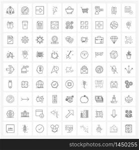 UI Set of 81 Basic Line Icons of shopping, soup, arrow, bowl, electric current Vector Illustration