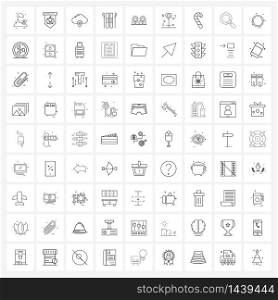 UI Set of 81 Basic Line Icons of tag, love, protection, sports, ski Vector Illustration