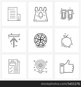 UI Set of 9 Basic Line Icons of casino, medical, upload, direction Vector Illustration