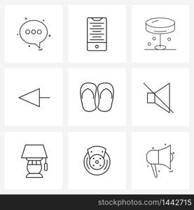 UI Set of 9 Basic Line Icons of left, mouse, support, cursor, home Vector Illustration