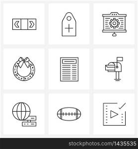 UI Set of 9 Basic Line Icons of logistic, delivery, growth, decorations, ring Vector Illustration