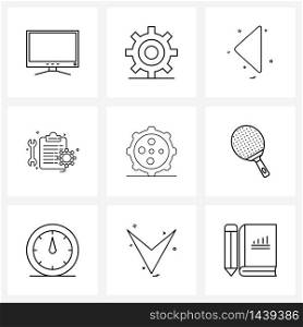 UI Set of 9 Basic Line Icons of meteor, list, direction, wrench, clipboard Vector Illustration