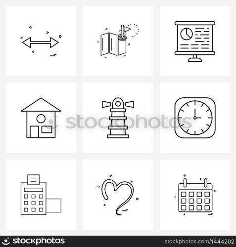 UI Set of 9 Basic Line Icons of read, house, location, home, pie Vector Illustration