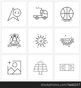 UI Set of 9 Basic Line Icons of, sports, international, game, sport Vector Illustration