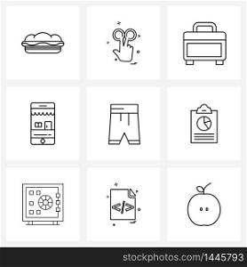 UI Set of 9 Basic Line Icons of summer, nature, outdoors, holiday, shopping Vector Illustration