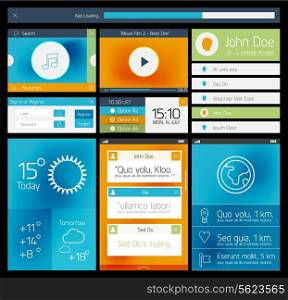 UI set of flat web design elements, icons and buttons for mobile apps and web design