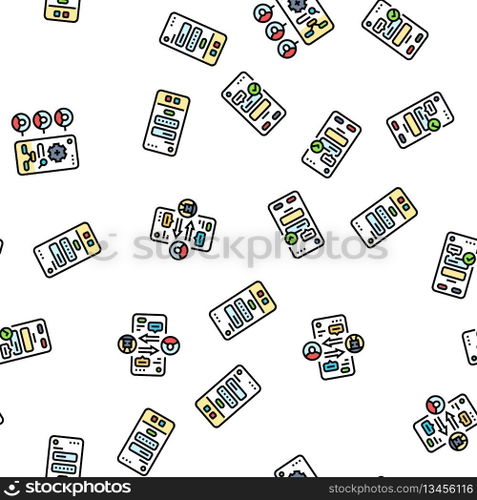 ui ux digital develop code app vector seamless pattern thin line illustration. ui ux digital develop code app seamless pattern vector