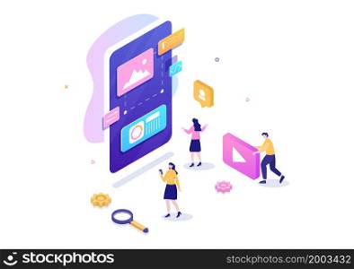 UI & UX Programmer Flat Design Vector Illustration for Business Information and Team Sharing Ideas with Designer, Coding, Interface or Software App Development