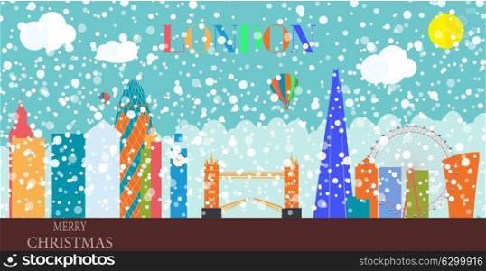 UK, Silhouette Christmas and New Year London city background. Vector Illustration. EPS10. UK, Silhouette Christmas and New Year London city background. Ve