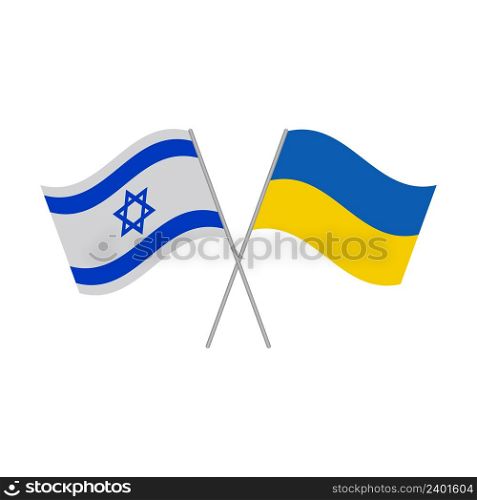 Ukraine and Israel flags isolated on white background. Vector illustration
