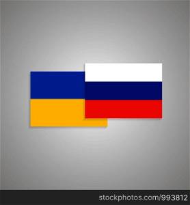 Ukraine and Russia flags. Vector eps10 illustration. Ukraine and Russia flags