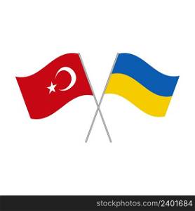Ukraine and Turkey flags isolated on white background. Vector illustration