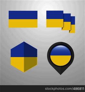 Ukraine flag design set vector