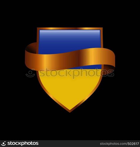 Ukraine flag Golden badge design vector