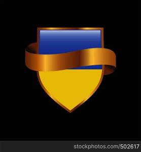 Ukraine flag Golden badge design vector