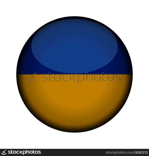 ukraine Flag in glossy round button of icon. ukraine emblem isolated on white background. National concept sign. Independence Day. Vector illustration.
