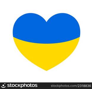 Ukraine flag in heart shape icon. Vector illustration. abstract design element.