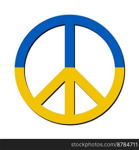 Ukraine flag in peace symbol. No war in Ukraine. Peaceful concept. Vector illustration