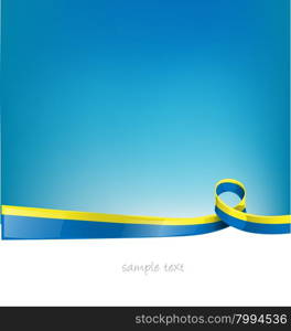 ukraine flag on sky background. ukraine ribbon flag on sky background