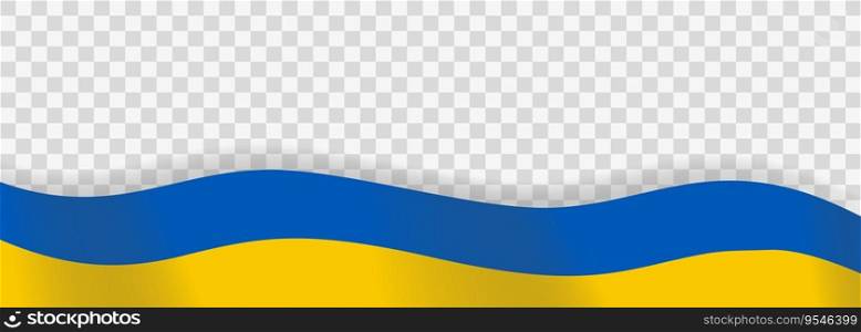 Ukraine flag ribbon on transparent background. Isolated vector illustration